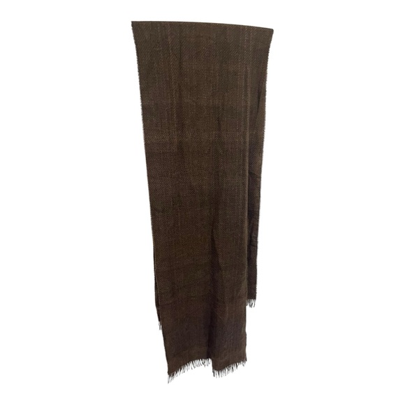Louisa Perini 100% Cashmere Brown Fringed Scarf Neutral Autumn Winter - Picture 2 of 8
